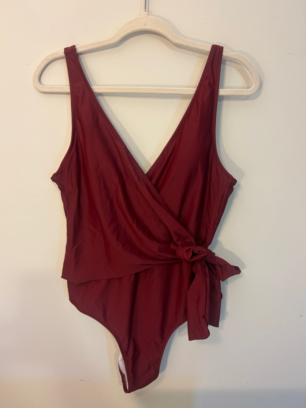 Cupshe One-Piece Swimsuit - Burgundy Wrap Style